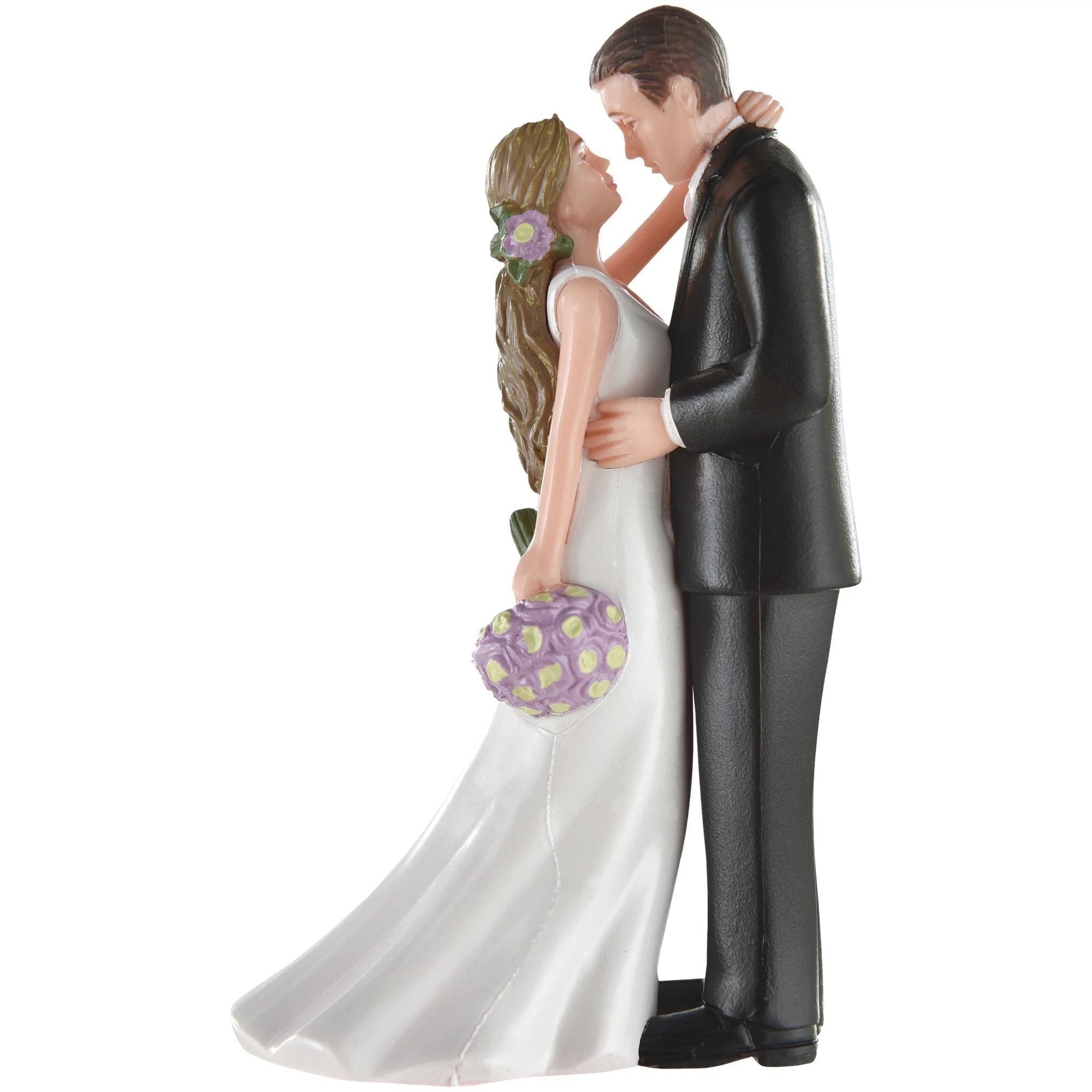 Bride & Groom w/ Bouquet Cake Topper