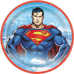 Assiettes à Repas - Superman - 9" - 8/Pqt