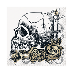 Serviettes de Table - Crâne Sommaire - 16/Pqt