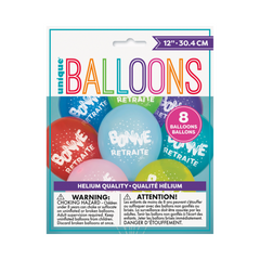 Ballons en latex de 12" - Bonne retraite éclatantes - 8/Pqt Unique