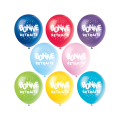 Ballons en latex de 12" - Bonne retraite éclatantes - 8/Pqt Unique