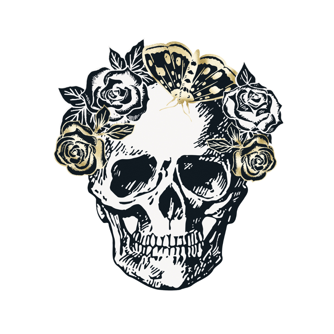 Sets de table en papier en forme de crâne - Crâne sommaire - 6/Pqt Unique