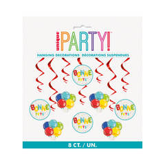 Décorations tourbillons suspendues - Bonne fête éclatantes - 8/Pqt Unique