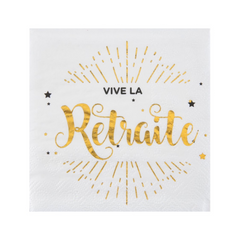 Serviettes de table - Vive la retraite - Blanc - 20/Pqt