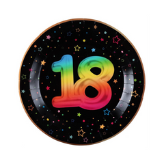 Assiettes à repas - Multicolore - 18 ans - 9" - 6/Pqt