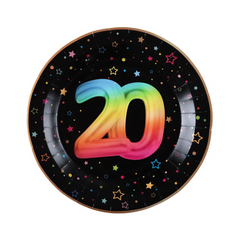 Assiettes à repas - Multicolore - 20 ans - 9" - 6/Pqt