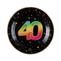 Assiettes à repas - Multicolore - 40 ans - 9" - 6/Pqt