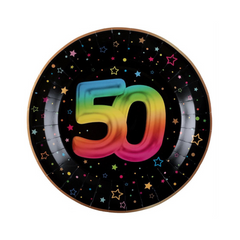 Assiettes à repas - Multicolore - 50 ans - 9" - 6/Pqt