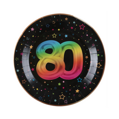 Assiettes à repas - Multicolore - 80 ans - 9" - 6/Pqt