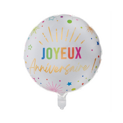 Mylar - Joyeux Anniversaire - Blanc - 18"