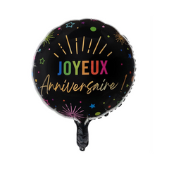 Mylar - Joyeux Anniversaire - Noir - 18"