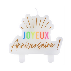 Chandelle - Joyeux Anniversaire - Blanc