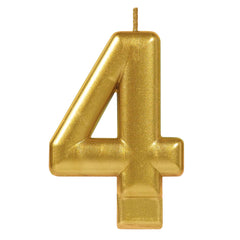 Numeral #4 Metallic Candle - Gold