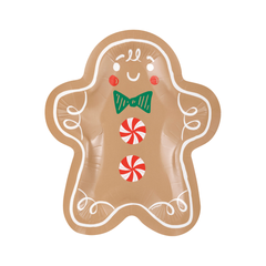 Assiettes en forme de bonhomme en pain d’épice – Noël Pain d’Épice – 8,25 po – 8/Pqt