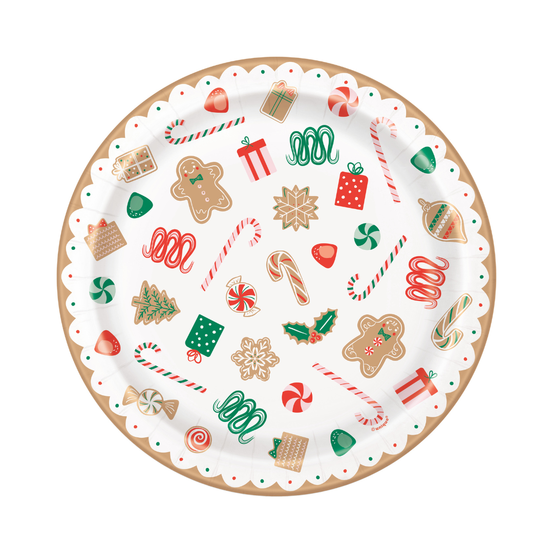 Assiettes à repas – Noël Pain d’Épice – 9 po – 8/Pqt Unique
