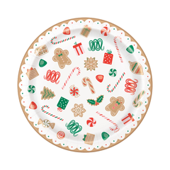 Assiettes à repas – Noël Pain d’Épice – 9 po – 8/Pqt Unique