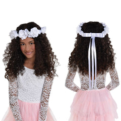 * Flower Girl Head Wreath, White
