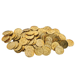 Gold-colored plastic coins - 100/pack