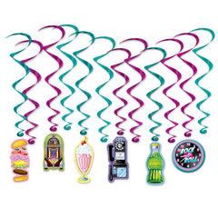 Swirl Decorations - Retro Diner Theme - 12/Pack