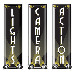 Wall Decorations - LIGHTS - CAMERA - ACTION - 3/Pack
