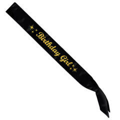 Satin Scarf - Birthday Girl - Black/Gold