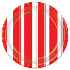 Dinner Plates - Red and White Stripes - 9" - 8/Pack