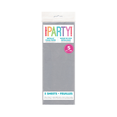 Feuilles de Papier de Soie Métallique Argent - 5/Pqt Unique