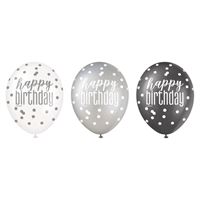Ballons en latex - Happy Birthday - GLITZ - 12" - 6/Pqt