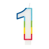Chandelle d'anniversaire - Chiffre 1 - Bordure arc-en-ciel