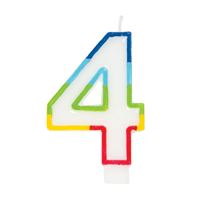 Chandelle d'anniversaire - Chiffre 4 - Bordure arc-en-ciel