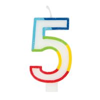 Chandelle d'anniversaire - Chiffre 5 - Bordure arc-en-ciel