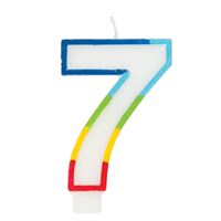 Chandelle d'anniversaire - Chiffre 7 - Bordure arc-en-ciel