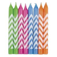 Bougies d’Anniversaire Chevron - Couleurs Assorties - 8/Pqt