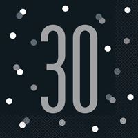 Serviettes de Table - GLITZ 30 - Noir et Argent - 16/Pqt