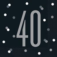 Serviettes de Table - GLITZ 40 - Noir et Argent - 16/Pqt