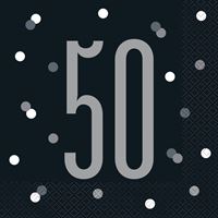 Serviettes de Table - GLITZ 50 - Noir et Argent - 16/Pqt