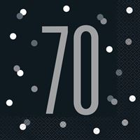Serviettes de Table - GLITZ 70 - Noir et Argent - 16/Pqt