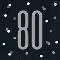 Serviettes de Table - GLITZ 80 - Noir et Argent - 16/Pqt