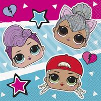 Serviettes à Breuvage - Poupée LOL - 16/Pqt