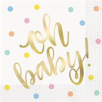 Serviettes de Table - Oh Baby - Or - 16/Pqt