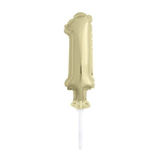 Décoration de gâteau - Ballon - Chiffre 1 - Or blanc – 5"