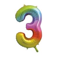 Mylar supershape - Number 3 - Multicolor - 34"