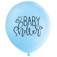 Ballons en latex - Shower Bébé - Bleu - 12" - 8/Pqt