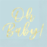 Serviettes de Table - Oh Baby - Bleu - 16/Pqt
