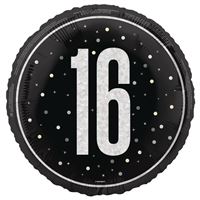 Mylar - GLITZ 16 - Noir et Argent - 18"