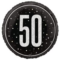 Mylar - GLITZ 50 - Noir et Argent - 18"