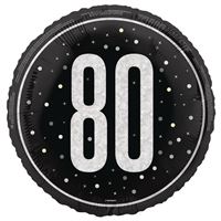 Mylar - GLITZ 80 - Noir et Argent - 18"