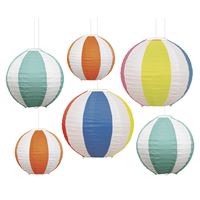 Lanterne Ballon de plage en papier assorties – Plaisir d’été - 6/Pqt