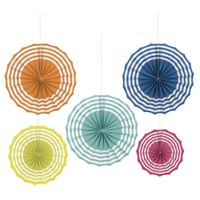 Décorations éventails en papier assorties - Plaisir d’été - 5/Pqt