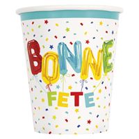 Verres en Papier - Bonne Fête Éclatantes - 9oz - 8/Pqt